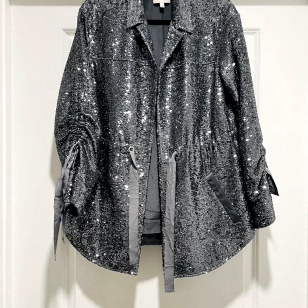 Cinq à Sept Silver Sequin Blazer